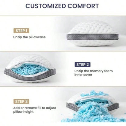 King Size Set of 2, Cooling Gel Foam Bed Pillow, Medium Firm Pillow Sleeping, Cooling Smooth Washable Cover, CertiPUR - US Certified