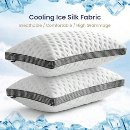 King Size Set of 2, Cooling Gel Foam Bed Pillow, Medium Firm Pillow Sleeping, Cooling Smooth Washable Cover, CertiPUR - US Certified