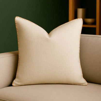 Homey COZY Ivory Linen - Style Throw Pillow - With Decorative Stitching a Refined, Natural Look