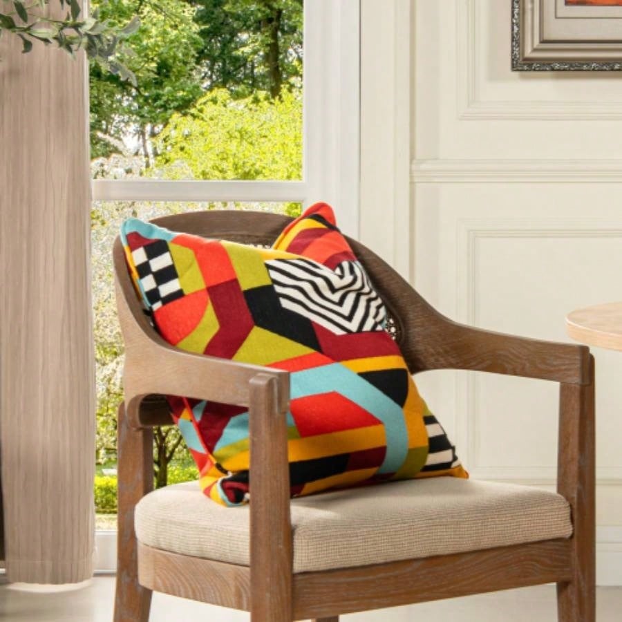 La Broderie 20 Square Embroidered Throw Pillow Down Insert, Colorpop Multicolored Embroidery