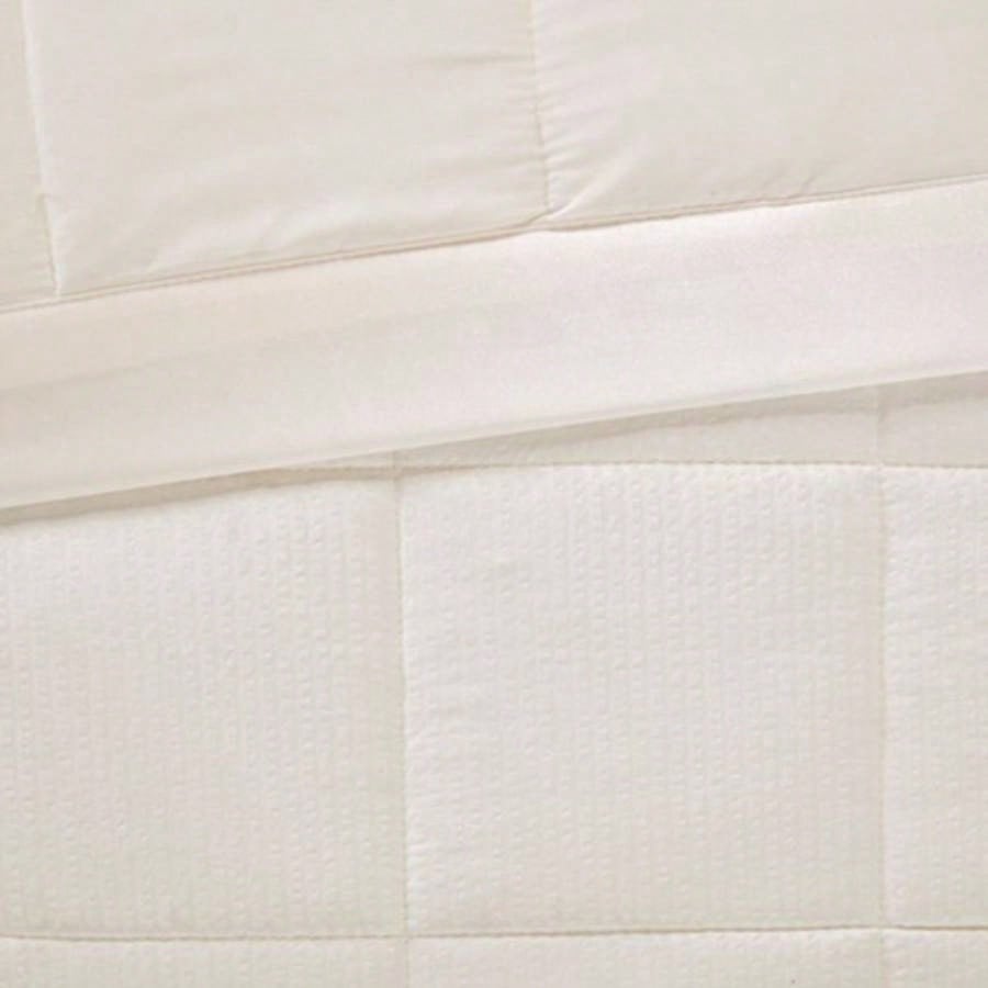 Oversized Down Blanket with Satin Trim Ivory King