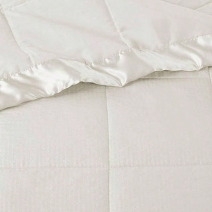 Oversized Down Blanket with Satin Trim Ivory King