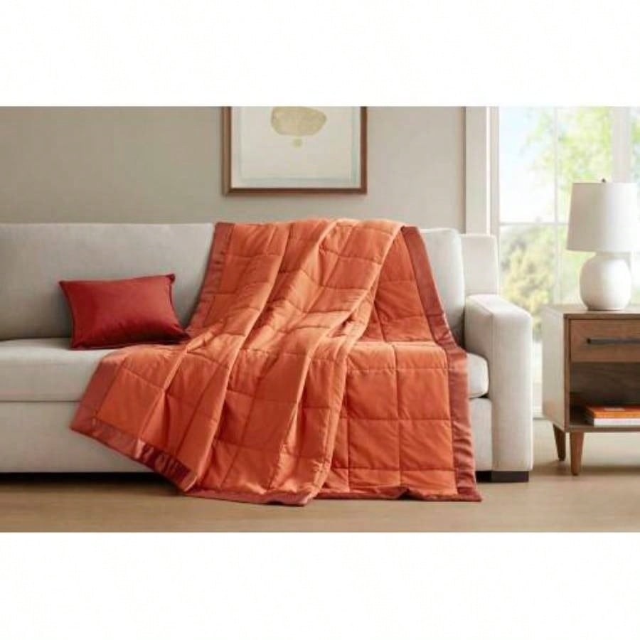 1 PCS King Lightweight Down Blanket with Satin Trim Orange