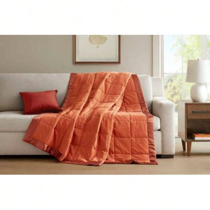 1 PCS King Lightweight Down Blanket with Satin Trim Orange