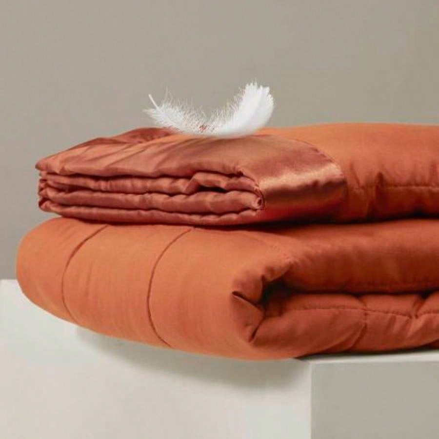 1 PCS King Lightweight Down Blanket with Satin Trim Orange