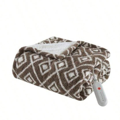 1 PCS 50x60 Dream Soft Heated Throw Brown Geo