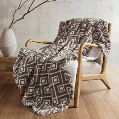 1 PCS 50x60 Dream Soft Heated Throw Brown Geo