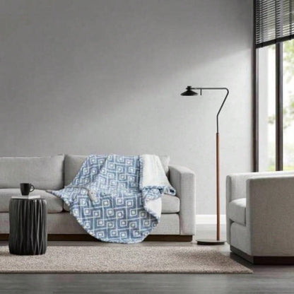 1 PCS 50x60 Dream Soft Heated Throw Blue Geo