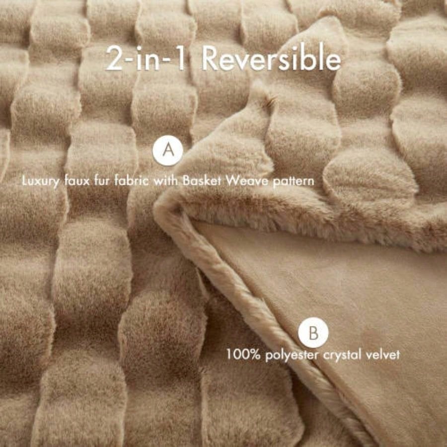 1 PC 50x60 Faux Fur Throw Tan