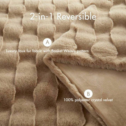 1 PC 50x60 Faux Fur Throw Tan