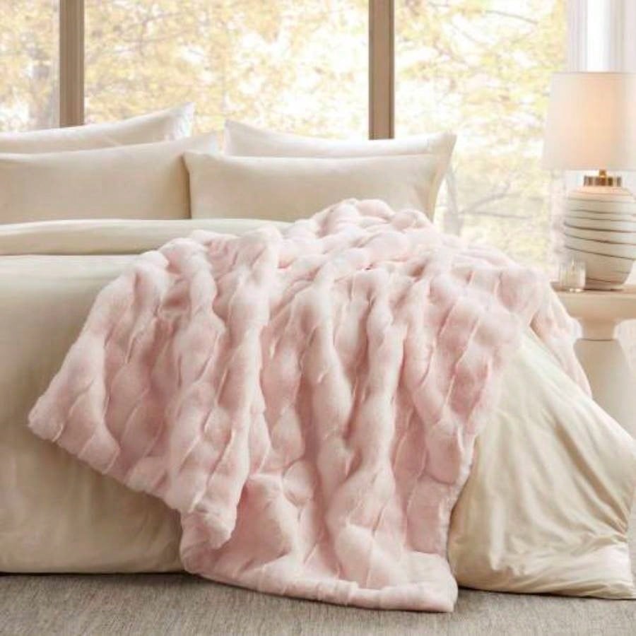 1 PC 50x60 Faux Fur Throw Pink