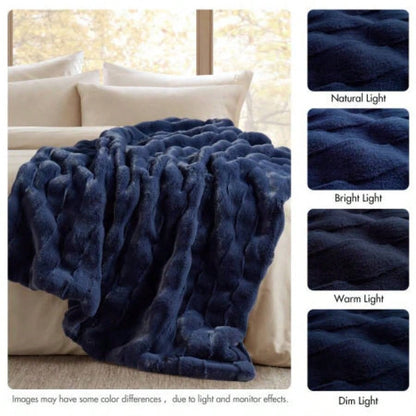 1 PC 50x60 Faux Fur Throw Navy