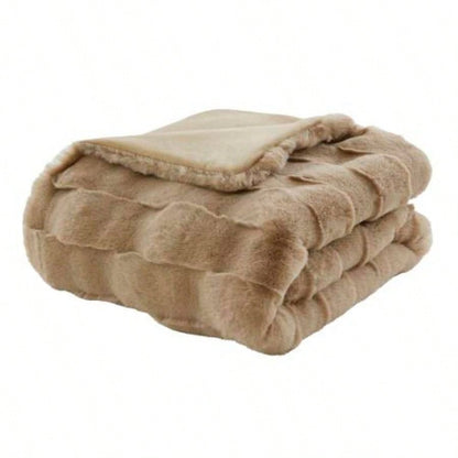 1 PC 50x60 Faux Fur Throw Tan