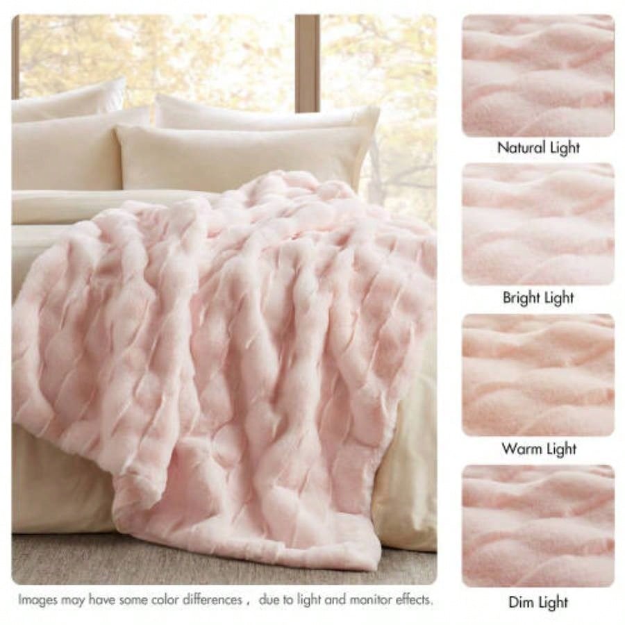 1 PC 50x60 Faux Fur Throw Pink
