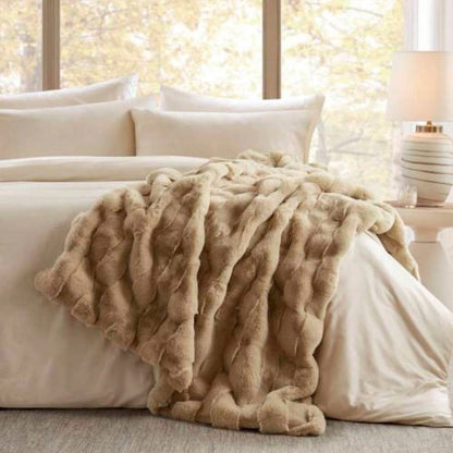 1 PC 50x60 Faux Fur Throw Tan