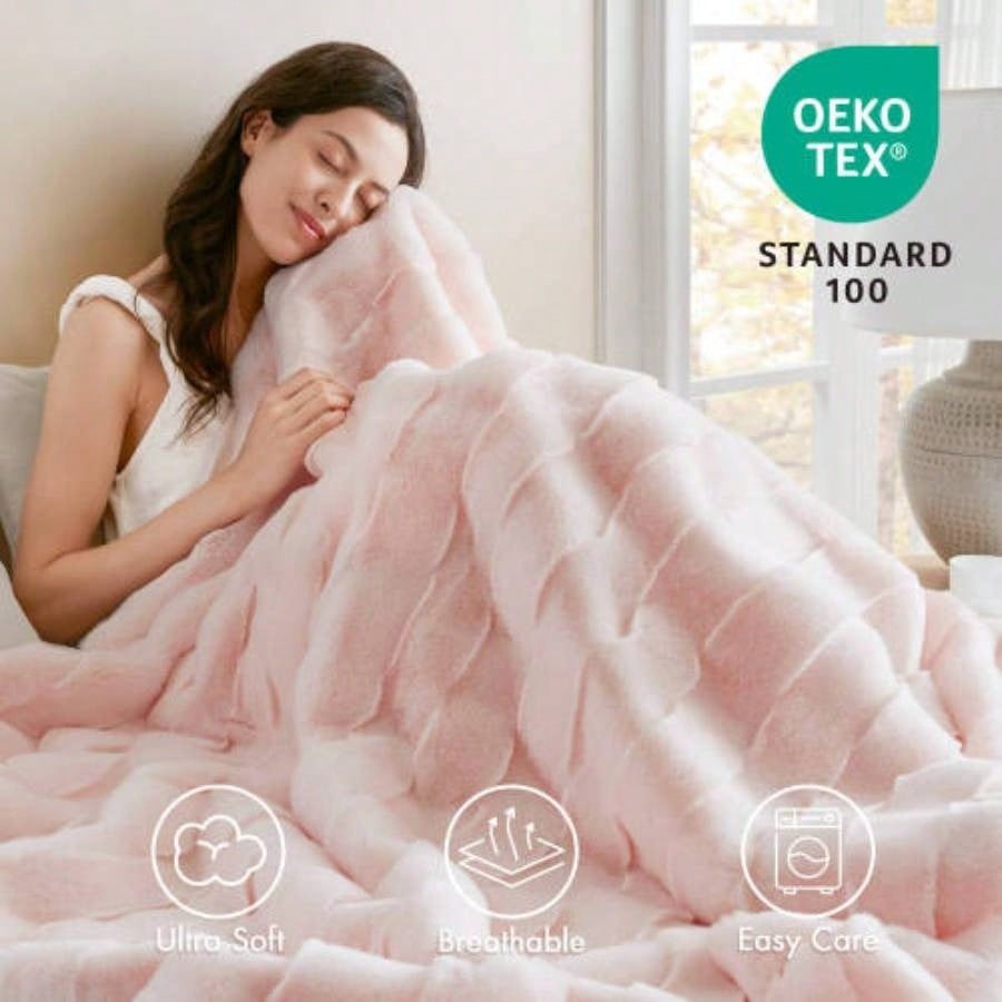 1 PC 50x60 Faux Fur Throw Pink