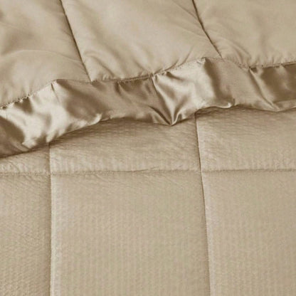 Oversized Down Blanket with Satin Trim Taupe King