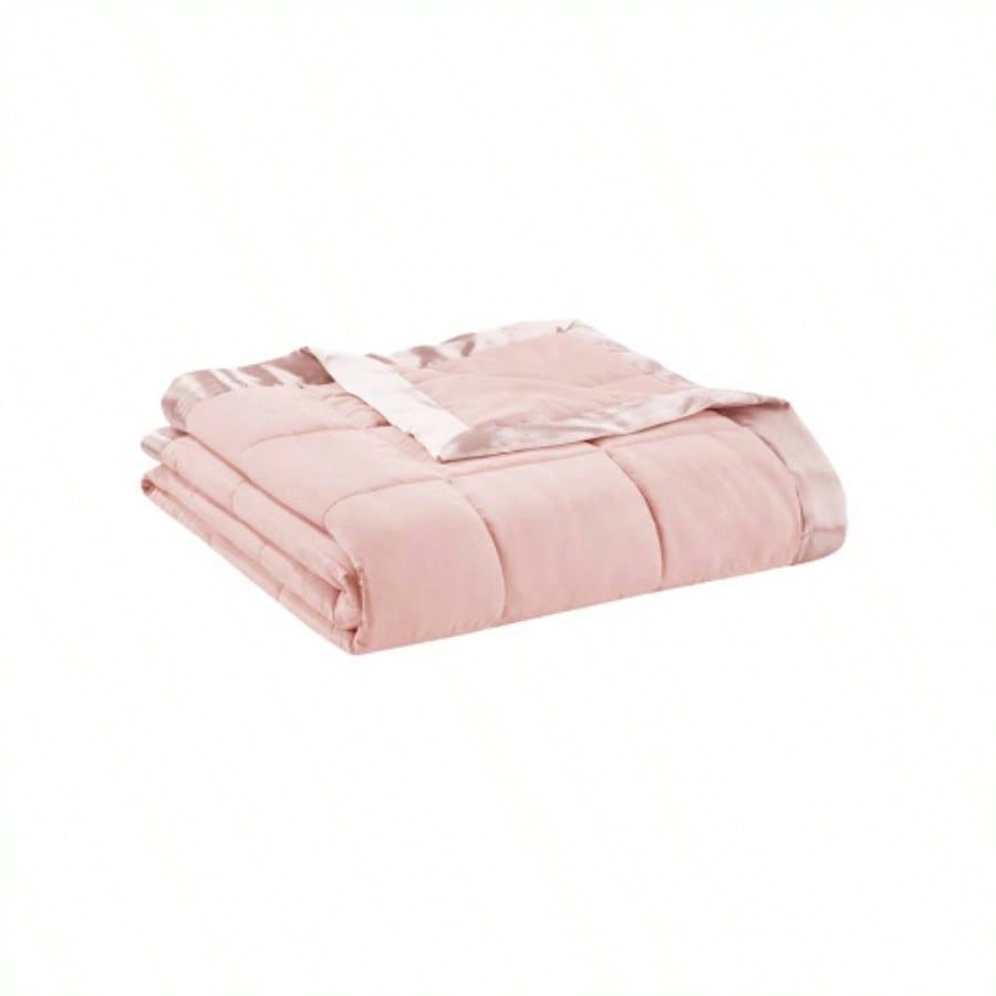 Lightweight Down Blanket with Satin Trim Blush King