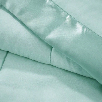 Lightweight Down Blanket with Satin Trim Seafoam King