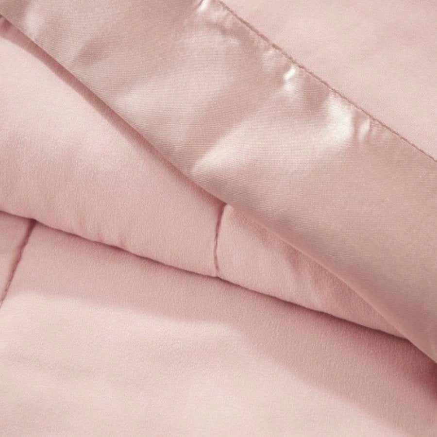 Lightweight Down Blanket with Satin Trim Blush King