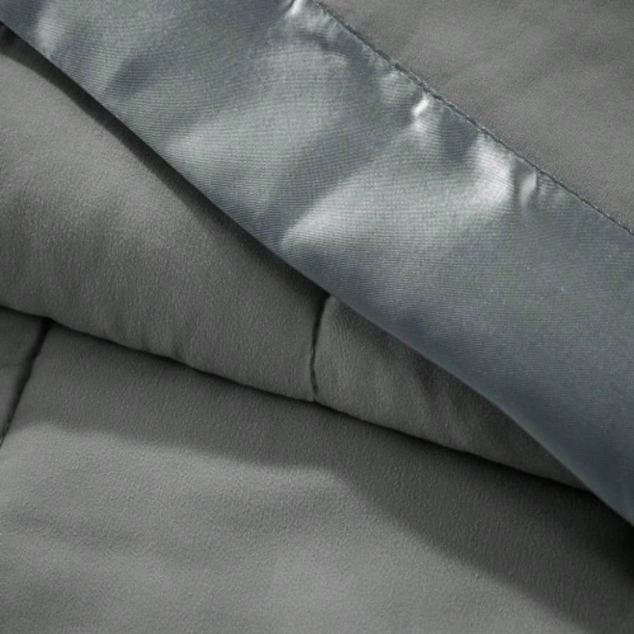Lightweight Down Blanket with Satin Trim Charcoal King