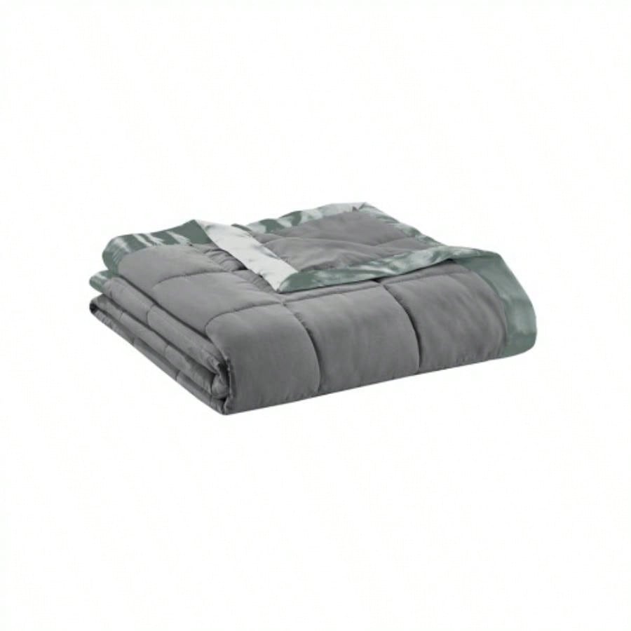 Lightweight Down Blanket with Satin Trim Charcoal King