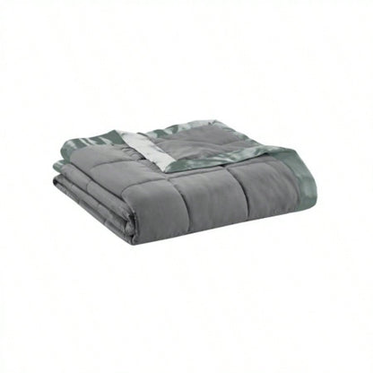Lightweight Down Blanket with Satin Trim Charcoal King