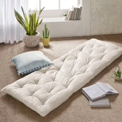 Poly Chenille Lounge Floor Pillow Cushion Ivory 27x 74