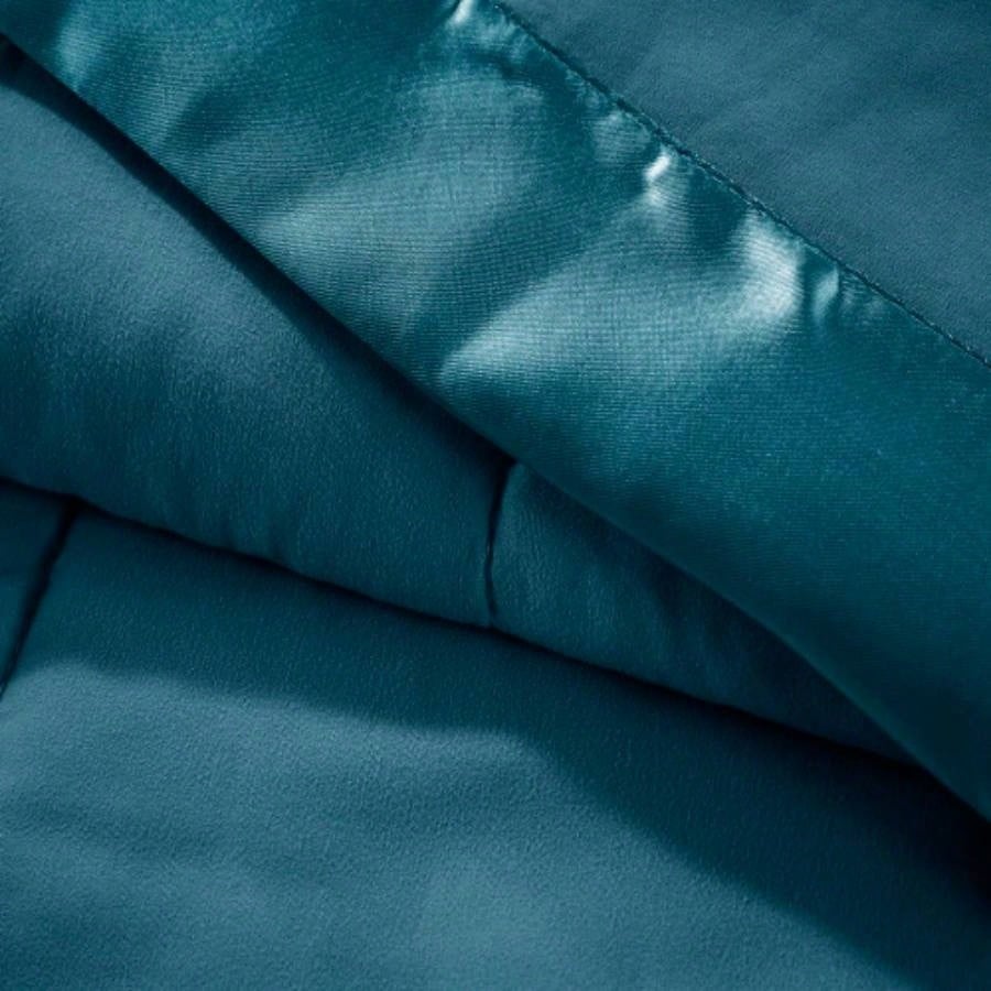 Lightweight Down Blanket with Satin Trim Teal King
