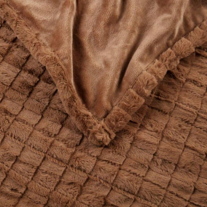 1 PCS 50x70 Oversized Faux Fur Heated Throw Brown Texture