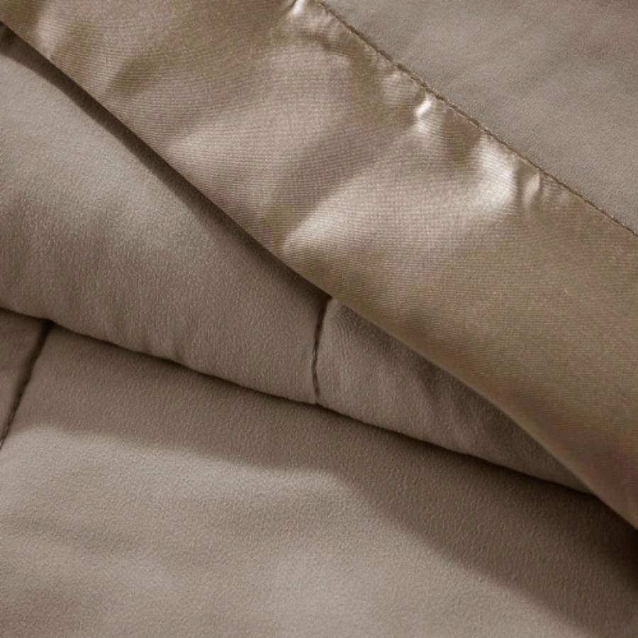 Lightweight Down Blanket with Satin Trim Brown King