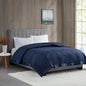 Lightweight Down Blanket with Satin Trim Navy King