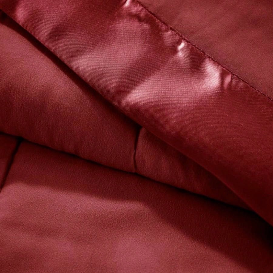 Lightweight Down Blanket with Satin Trim Burgundy King