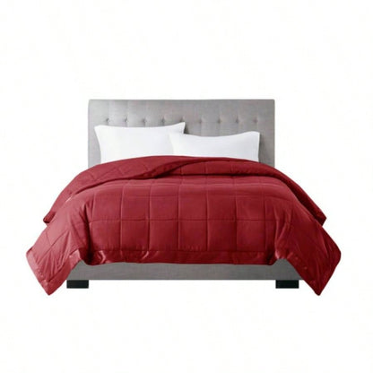 Lightweight Down Blanket with Satin Trim Burgundy King