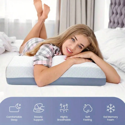 4 Inch Foam Pillows, Gel Cooling Bed Pillows, Sleep Pillow, Removable Washable Pillowcase, Standard Size