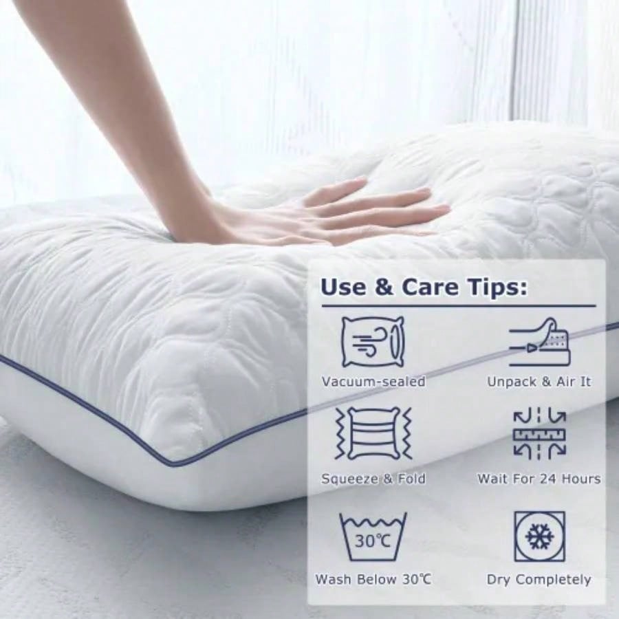 BedStory 2 Pack Luxury Neck Support Pillows - Soft, Hotel Quality Size, Comfort Gifting