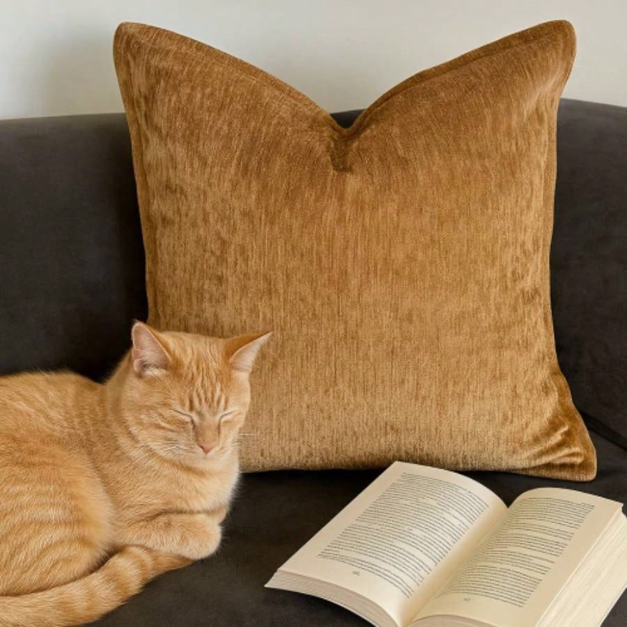 Homey COZY Velvet Throw Pillow - Luxe Mocha Shine with a Soft, Glimmering