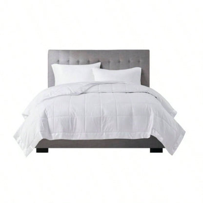Lightweight Down Blanket with Satin Trim White King