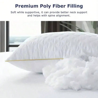 2 Pack Luxury Neck Support Pillows - Soft, Hypoallergenic, All - Season Comfort Size, Home