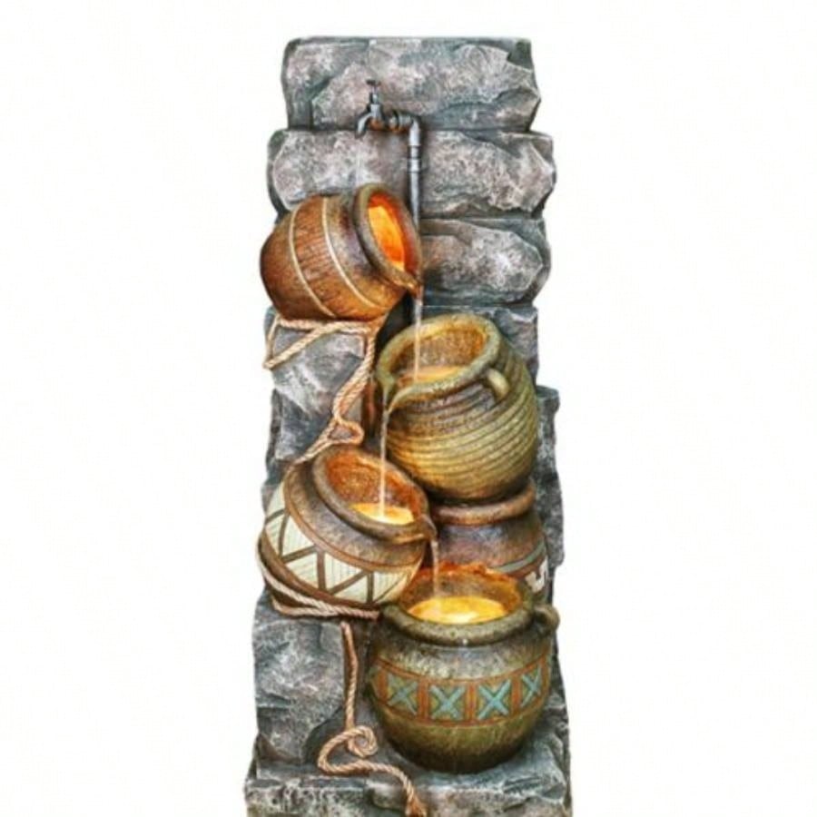 43 Tall Polyresin Indoor/ Outdoor Fountain/ LED Light, Pitcher Design