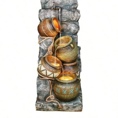 43 Tall Polyresin Indoor/ Outdoor Fountain/ LED Light, Pitcher Design