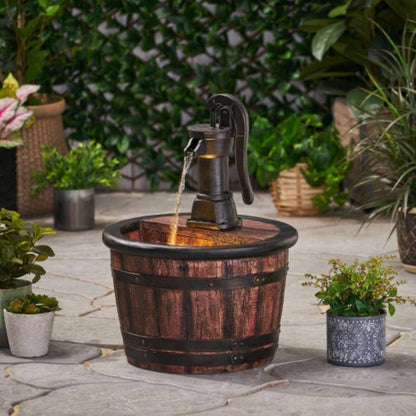 26.5 High Hand Crafted Weather Resistant Floor Fountain with Light