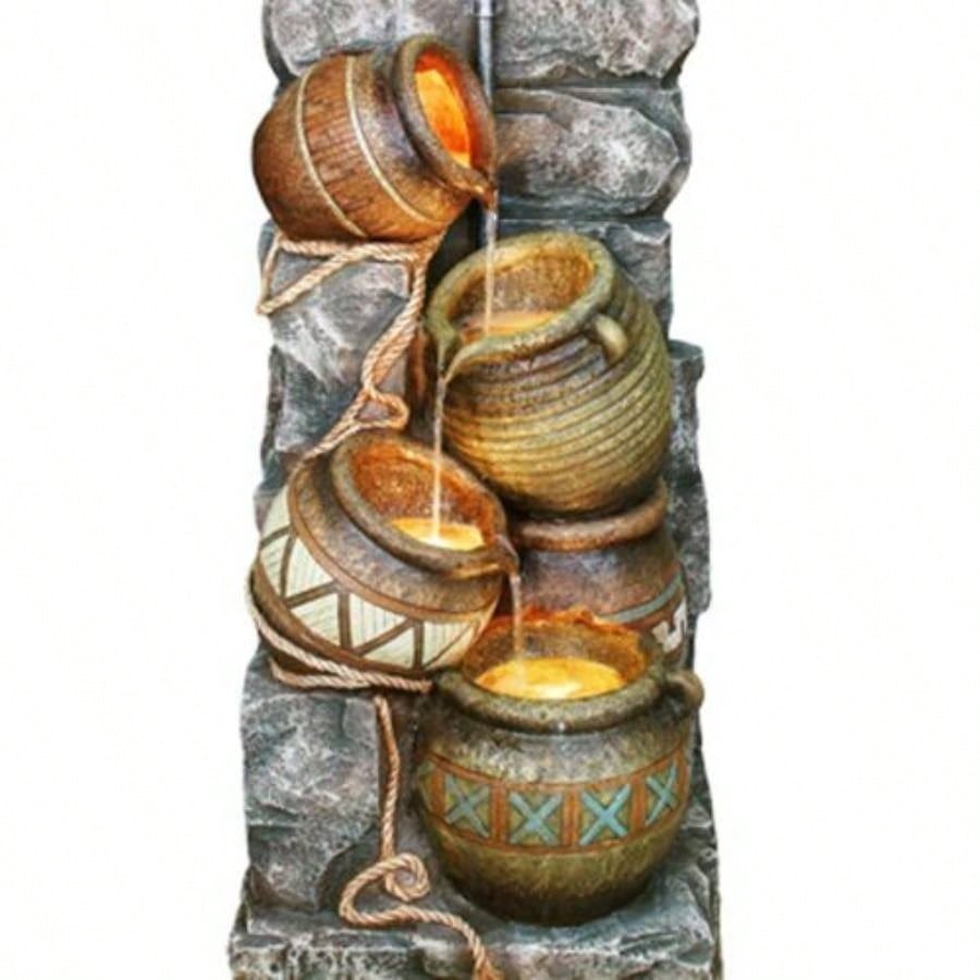 43 Tall Polyresin Indoor/ Outdoor Fountain/ LED Light, Pitcher Design