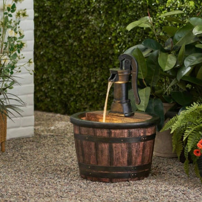 26.5 High Hand Crafted Weather Resistant Floor Fountain with Light