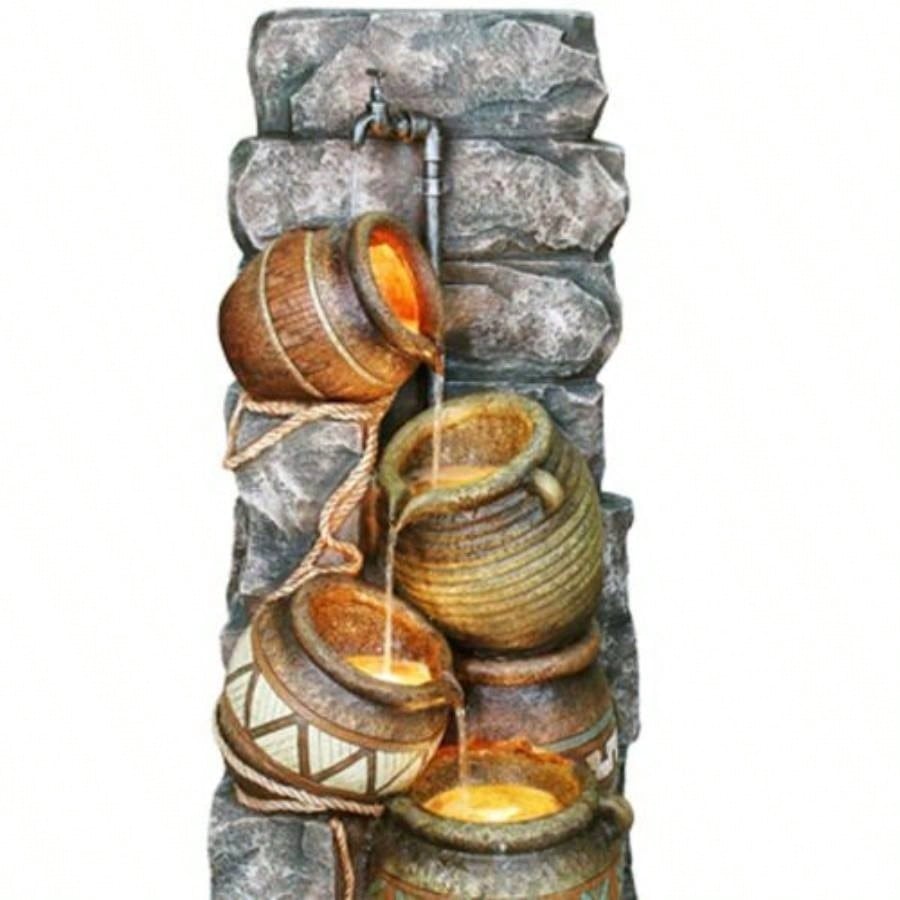 43 Tall Polyresin Indoor/ Outdoor Fountain/ LED Light, Pitcher Design