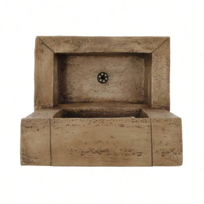 35.25 High Hand Crafted Weather Resistant Floor Fountain with Light, Light Brown