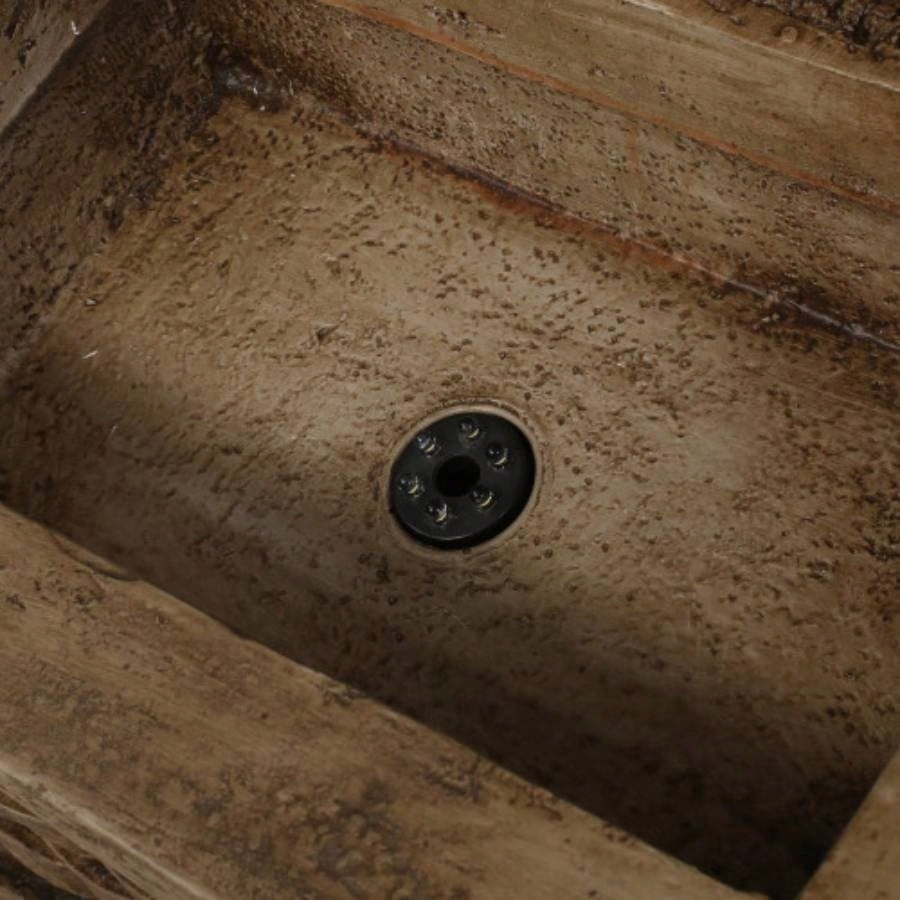 35.25 High Hand Crafted Weather Resistant Floor Fountain with Light, Light Brown