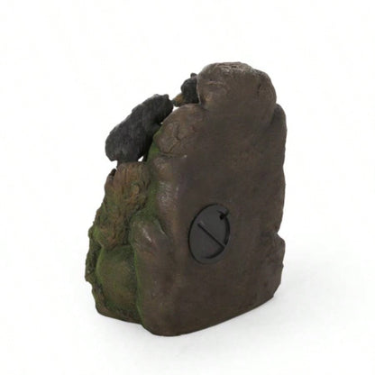 23.75 High Hand Crafted Weather Resistant Floor Fountain, Moss+ Black