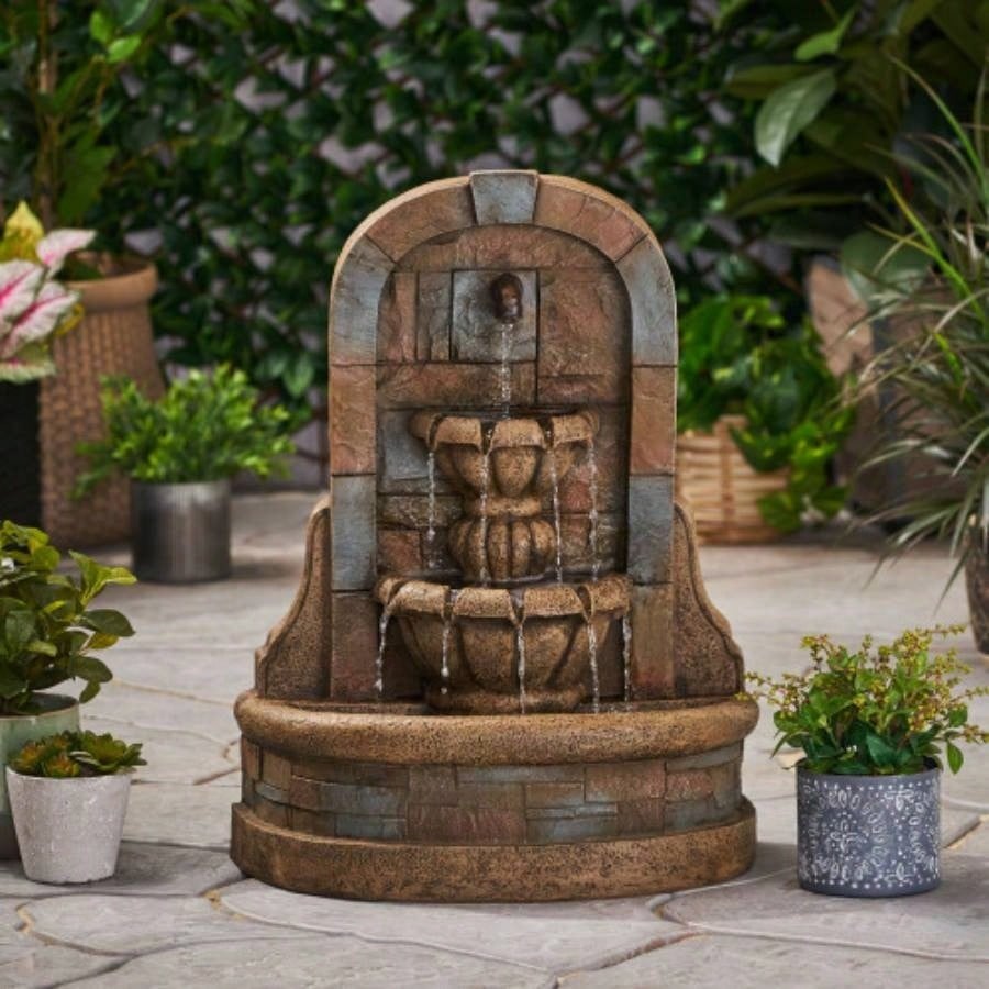 29 High BAGWELL FOUNTAIN Outdoor Weather Resistant Floor Fountain, Stone Gray