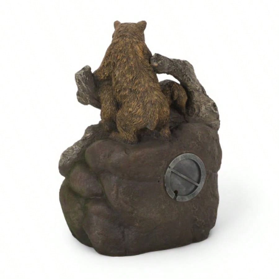 24.75 High CALLAN FOUNTAIN Weather Resistant Floor Fountain with Light, Light Brown+ Moss